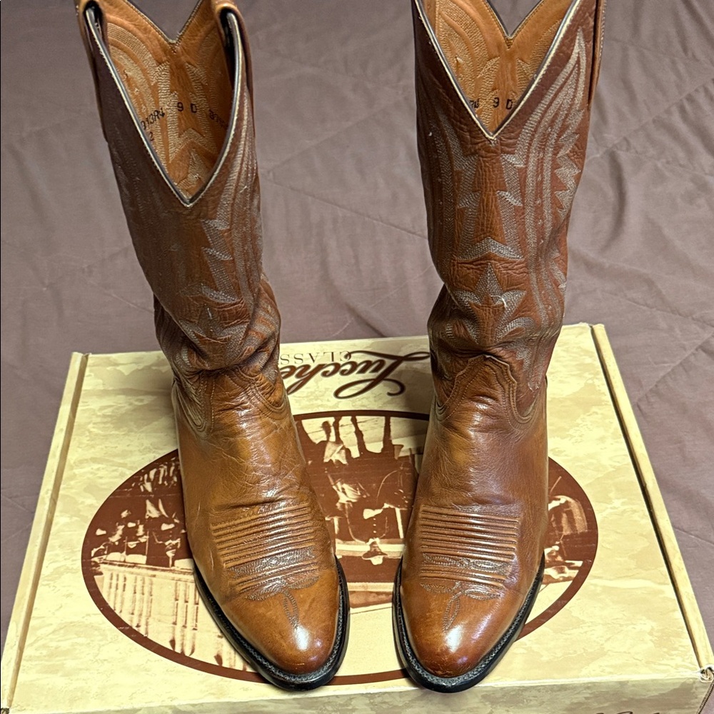 Lucchese Rich Brown Western Boots LUCCHESE 2000 KANGAROO 🦘 9D